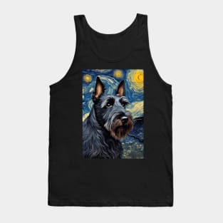 Scottish Terrier Dog Breed Painting in a Van Gogh Starry Night Art Style Tank Top